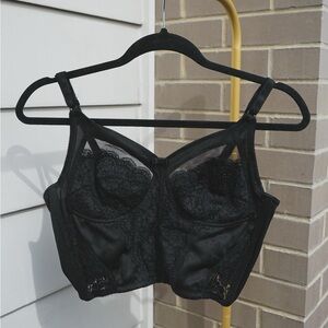 Vintage black lace and mesh bustier top